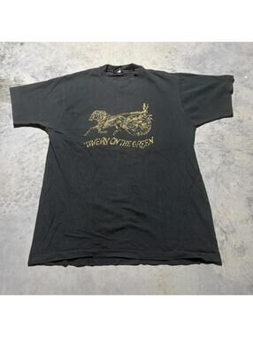Vintage 90s Tavern On The Green Horse Carriage USA Tee Shirt XL Black